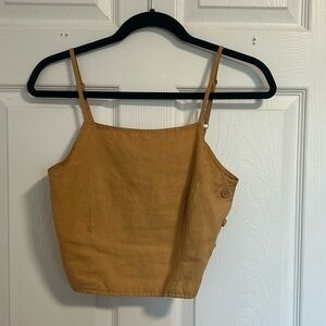 MATE the Label Mustard Yellow Linen Crop Tank